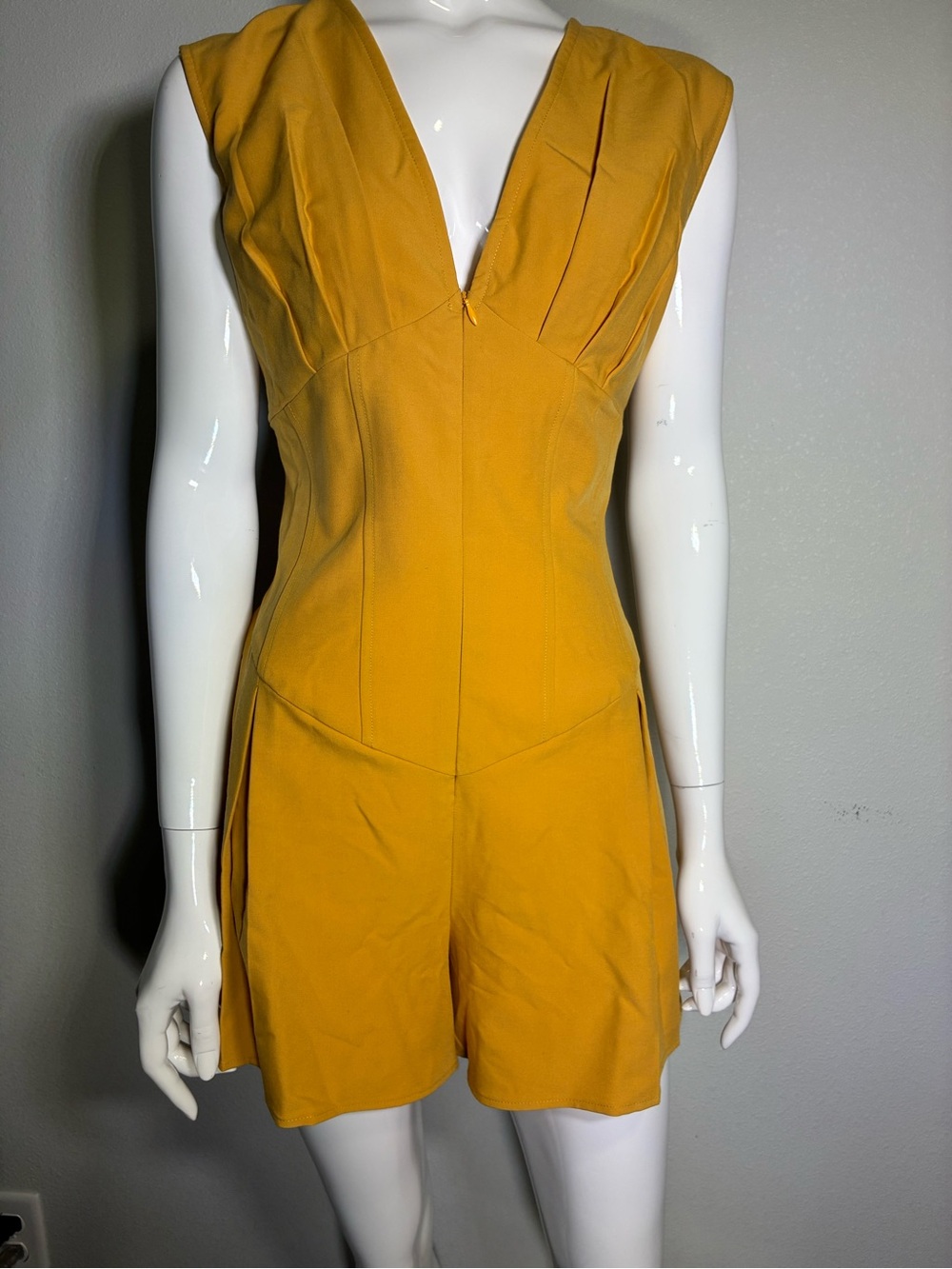 Commense Mustard V-Neck Sleeveless Romper